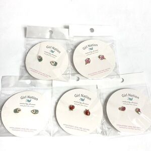 Girl Nation 5 piece earring lot cupcakes ice cream ladybug heart NWT